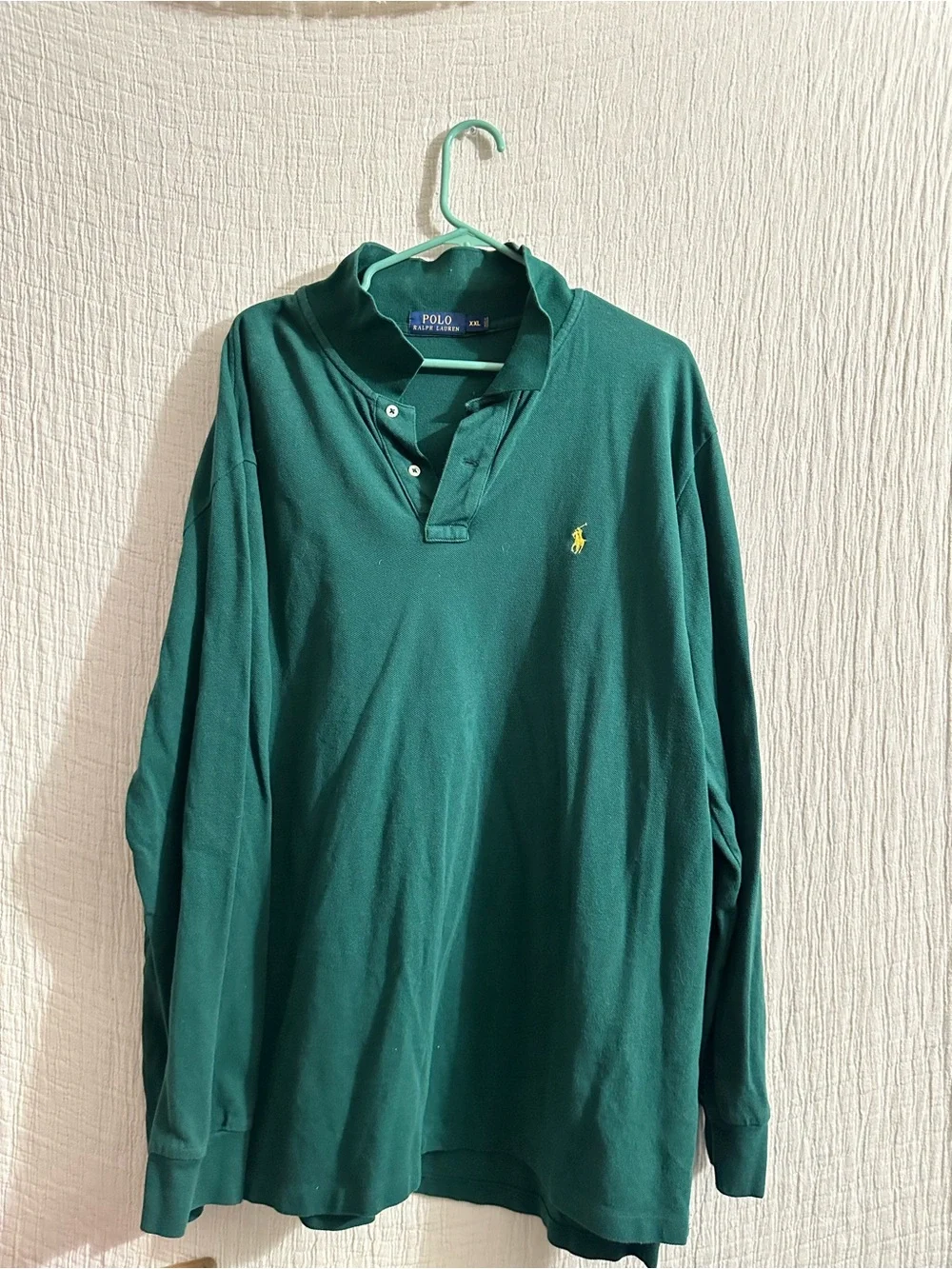 Polo Ralph Lauren HUNTER GREEN Soft Cotton Long Sleeve Polo Shirt size xxl